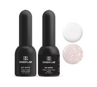 DIDIER LAB Gel Top Coat Set - Super Shiny and Glitter Gold - Ultra Glossy and Sparkling Gold Finish - Long Lasting No Wipe Formula - Salon Quality Gel Nail Protection 2x10ml