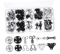 Didiseaon 1 Box Two-Tone Metal Hook and Eye Fastener Kit Lightweight Decorative Alloy Buttons for Skirts Jackets DIY Sewing Portable Snap Holder for Garment Craft and Clothes Embellishment