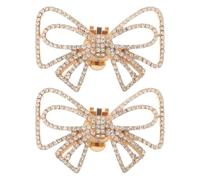 Didiseaon 1 Pair Detachable Rhinestone Shoe Clips for Women Wedding Bridal High Heel Accessories Gold Bow Shoe Charms Fashionable