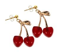 Didiseaon 1 Pair Sweet Summer Cherry Dangle Earrings for Women Vibrant Red Transparent Fruit Jewelry for Parties and Daily Wear Durable and Safe Material for