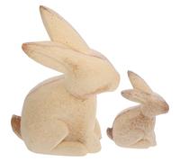 Didiseaon 1 Pair White Embryo Rabbit Wood Crafts DIY Painting Animal Decor Wooden Animal Shape Crafts Wood Desktop Adornments Creative Lovely Chic Design for Room Office Friends Who Love DIY