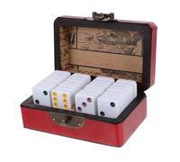 Didiseaon 1 Set Retro Travel Dominoes with Wooden Case Compact and Portable Game for Indoor Outdoor Fun for Family Gatherings and Educational Ages