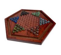 Didiseaon 1 Set Wooden Checkerboard Traditional Chinese Checkers Educational Board Game Plaything Educational Chinese Checkers Chinese Marbles Game Funny Brown Glass