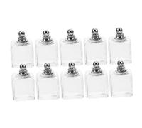 Didiseaon 10 Pcs Mini Glass Ball Charms Fillable Pendant Vials for DIY Jewelry Making Crafting Wish Bottles with White Caps for Bracelets and Necklaces