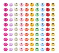 Didiseaon 100 Pieces Acrylic Number Beads Flat Oval DIY Spacer Beads for Bracelet Necklace Jewelry Making Crafts Black with Colorful Base