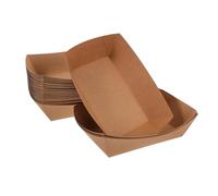 Didiseaon 100pcs Disposable Paper Food Serving Trays with Reinforced Base for Hot Dogs and Fried Snacks No-fold Kraft Food Boats for Parties Takeout and Thanksgiving Use