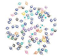 Didiseaon 100pcs Evil Eye Pendant Charms DIY Jewelry Making Accessories Double Dangle Beads for Bracelets Earrings Necklaces Crafting Materials