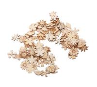 Didiseaon 100pcs Wood Flower and Leaf Embellishments Natural Crafting Wood Slice Discs for Educational DIY Art Projects Safe Wooden Decoration Supplies