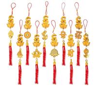 Didiseaon 10pcs Golden Snake Hanging Ornaments Pendant Set for Chinese New Year, Plastic and Cotton Thread Material, Symbol of Blessing and Fortune, for Doors and Schools Decoration