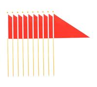 Didiseaon 10pcs Lawn Marking Flags with Bamboo Stakes Bright Red Construction Marker Flags for Garden Landscape Sprinkler Identification Surveying and Plant Protection