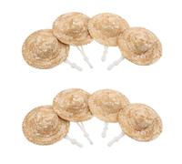 Didiseaon 10pcs Mini Hand Woven Straw Hats with Chin Strap for Dolls DIY Dollhouse Sombrero Decorations Craft Accessories for Creative Doll Play and Display