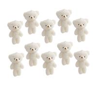 Didiseaon 10pcs Mini Plush Bears Keychain Ornaments Portable Adorable Tiny Bear Dolls for Diy Bouquet Decor and Backpack Accessories, White Color, Wear-resistant Plush Toy Set for Home and Travel