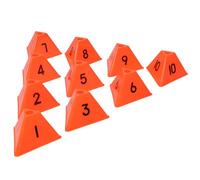 Didiseaon 10Pcs Orange Numbered Football Training Cones, Triangle Soccer Field Markers for Agility Drills, Wind Resistant Outdoor Sports and Athletic Field Markers