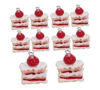 Didiseaon 10pcs Resin Strawberry Cake Charms for DIY Jewelry Making Realistic Multilayer Dessert Beads for Keychains Bags and Craft Accessories Fine Resin Material Versatile Craft Supplies