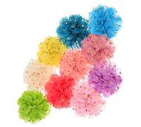 Didiseaon 10pcs Small Dog Collar Flowers with Dots, Floral Pet Collar Accessories in Chiffon Fabric, Flower Charms for Daily Walks and Parties Random Style