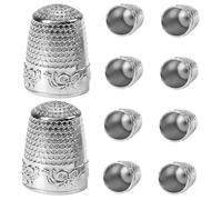 Didiseaon 10Pcs Thick Sewing Thimble Finger Protector Copper Finger Cover with Anti-Slip Pit Pattern for Sewing and Crafting Professional Protection for DIY and Cross-Stitch