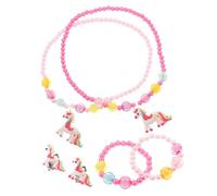 Didiseaon 10pcs Unicorn Jewelry Set for Rose Red Bracelets Necklaces Hair Rings Earrings Birthday Party and for Ages
