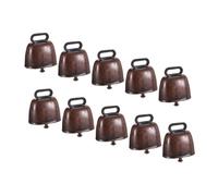 Didiseaon 10pcs Weatherproof Cow Bells for Farm Animals Loud Rustic Bronze Iron Bells for Cattle Sheep Horses with Festive Christmas Design