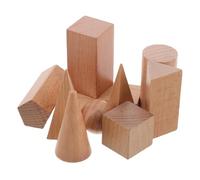 Didiseaon 10pcs Wooden Geometric Solids for Elementary Math Learning Geometry Shapes Blocks for Classroom and Homeschool Students Interactive Math Shape Manipulatives Aid