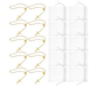 Didiseaon 12 Sets Mini Rosary Beads Pearl Bracelet Cross Design Alloy Mesh Material Spiritual Well-being Blessings and Good Fortune for Wedding and Special Occasions