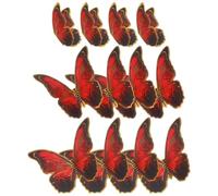 Didiseaon 12pcs 3D Rose Butterfly Wall Sticker, PVC Removable Repositionable Wall Decal, Red, Party and Valentine's Day Decor