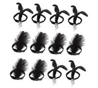 Didiseaon 12pcs Bead Feather Headband Halloween Decoration Rhinestone Mesh Headband Flapper Style Headpiece Multipack Party Decorations Costume Flapper Headpiece Flapper Headwear for Black
