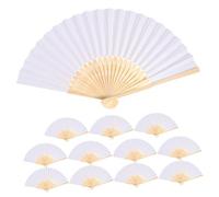 Didiseaon 12Pcs DIY Blank Folding Fans for Women Portable Handheld Chinese Style Bamboo Fans for Dance Party Props Painting Photography Summer Travel Accessories