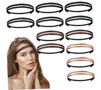 Didiseaon 12pcs Elastic Headband for Women Girls Hair Band Double Weaving Knot Braided Headband for Short Curly Straight Wavy Hair