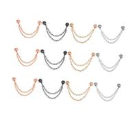 Didiseaon 12pcs Magnetic Clothing Clips with Stylish Chain Women's Sweater Shawl Brooch Fasteners for Secure No-sew Shirt Hijab Pant Cuff Fixing Black Silver Gold Rose Gold
