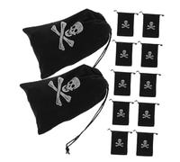 Didiseaon 12pcs Pirate Themed Drawstring Bags for Halloween Party Favors Versatile Coin Storage Pouches with Skull Design for Candy and Accessories
