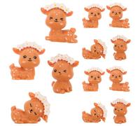 Didiseaon 12Pcs Small Resin Reindeer Figurines Mini Deer Statues for Terrarium and Desktop Decoration Christmas Cupcake Toppers