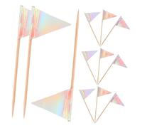 Didiseaon 12pcs Triangle Toothpick Flags for Cake and Fruit Platters Decorative Food Flag Picks for Party Snacks Appetizers and Drinks with Stable Design and Festive Silver Color