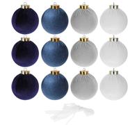 Didiseaon 12pcs Velvet Christmas Ornaments Ball, Xmas Tree Flocked Baubles
