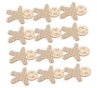 Didiseaon 12pcs Wooden Cross Stitch Ornaments Kit Gingerbread Man Shape DIY Embroidery Tags for Crafting Rustic Natural Wood Hanging Decorations for Home Decor and Stitching Practice