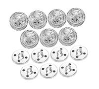 Didiseaon 14pcs Vintage British Style Metal Buttons for Clothing Round Flat Sewing Buttons for Blazers Coats Suits with Intricate Detailing Silver White