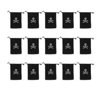 Didiseaon 15pcs Pirate Drawstring Bag for Halloween Party Supplies, Spacious Polyester Skull Coin Pouch, Easy to Clean Black Pirate Candy Bag, for Home Decor and Wedding Favors, 15.5x11.5cm