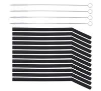 Didiseaon 16 Pcs Black Silicone Reusable Drinking Straws with Foldable Straw Cleaning Brush Set for Travel and Party Not Easy to Deform Portable and Practical