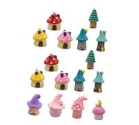Didiseaon 16Pcs Mini Resin Mushroom House Fairy Garden Figurines for DIY Craft Terrarium Dollhouse Cottagecore Decor Tiny Outdoor Plant Pot Ornaments
