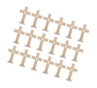 Didiseaon 18pcs Small Wooden Cross Centerpieces for Baptism Easter Religious Tabletop Decorations DIY Craft Art Signs for Church Spiritual Celebrations and Wedding Gifts