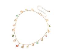 Didiseaon 1Pc Elegant Floral Necklace for Women Gold Multi Elements Pendant Chain for Parties Anniversaries Birthdays and Daily Wear Charming Jewelry