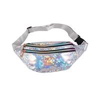 Didiseaon 1PC Stylish PU Sequin Crossbody Bag for Women Versatile Waist Pack with Zipper for Daily Essentials for Ladies Silver