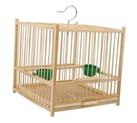 Didiseaon 1set Bamboo Bird Keeping Cage with Hook Parrot Cage for Budgies and Lovebirds Easy to Clean Birdcage with Feeding Cups