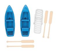 Didiseaon 1Set Miniature Beach Decor Set Blue Boats Oars White Chair Ocean Dollhouse Accessories for Miniature Beach Figurines and Home Gardening Art