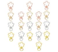 Didiseaon 1set Sakura Shaped DIY Keychain Pendants Unique Hanging Arts Crafts for Jewelry Making Silver Gold and Rose Gold for Creative and Stylish Accessories 20pcs