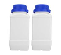 Didiseaon 2 Pack Wide Mouth Reagent Bottle 1 Litre Square Plastic Chemical Reagent Bottle Container Pe Lab Chemical for Sample Storage Laboratory and Industrial Use Blue Cap