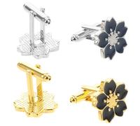 Didiseaon 2 Pairs Japanese Cherry Blossom Cufflinks for Business Attire and Formal Occasions, Elegant Alloy Sleeve Buttons with Comfortable and Secure Fit, Minimalist Floral Design