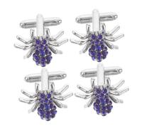 Didiseaon 2 Pairs Men's Rhinestone Spider Cufflinks Sturdy Grip and Secure Fit, Alloy Material, for Formal Party and Office Hours, Novelty Insect Themed Shirt Accessory
