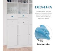 Didiseaon 2 pcs Dolphin Ceramic Cabinet Knobs Single Hole Handles Cartoon Drawer Pulls Small Lightweight for Wardrobe Dresser Cupboard Furniture Decor