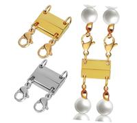 Didiseaon 2 Pcs Multi Layer Necklace Clasp Zinc Alloy Gold Silver Plated Double Lobster Clasps for Women Durable Chain Connector for Layering Elegant Jewelry Accessory Enhancer