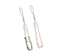 Didiseaon 2 Pcs Natural Crystal Gemstone Phone Chain with Green and Light Stylish Mobile Phone Hanging Lanyard for Anti-lost Wrist Strap